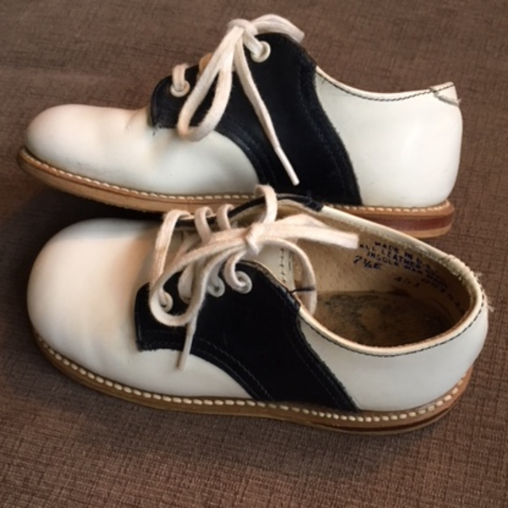 Toddler Boys White and Navy Saddle Shoes